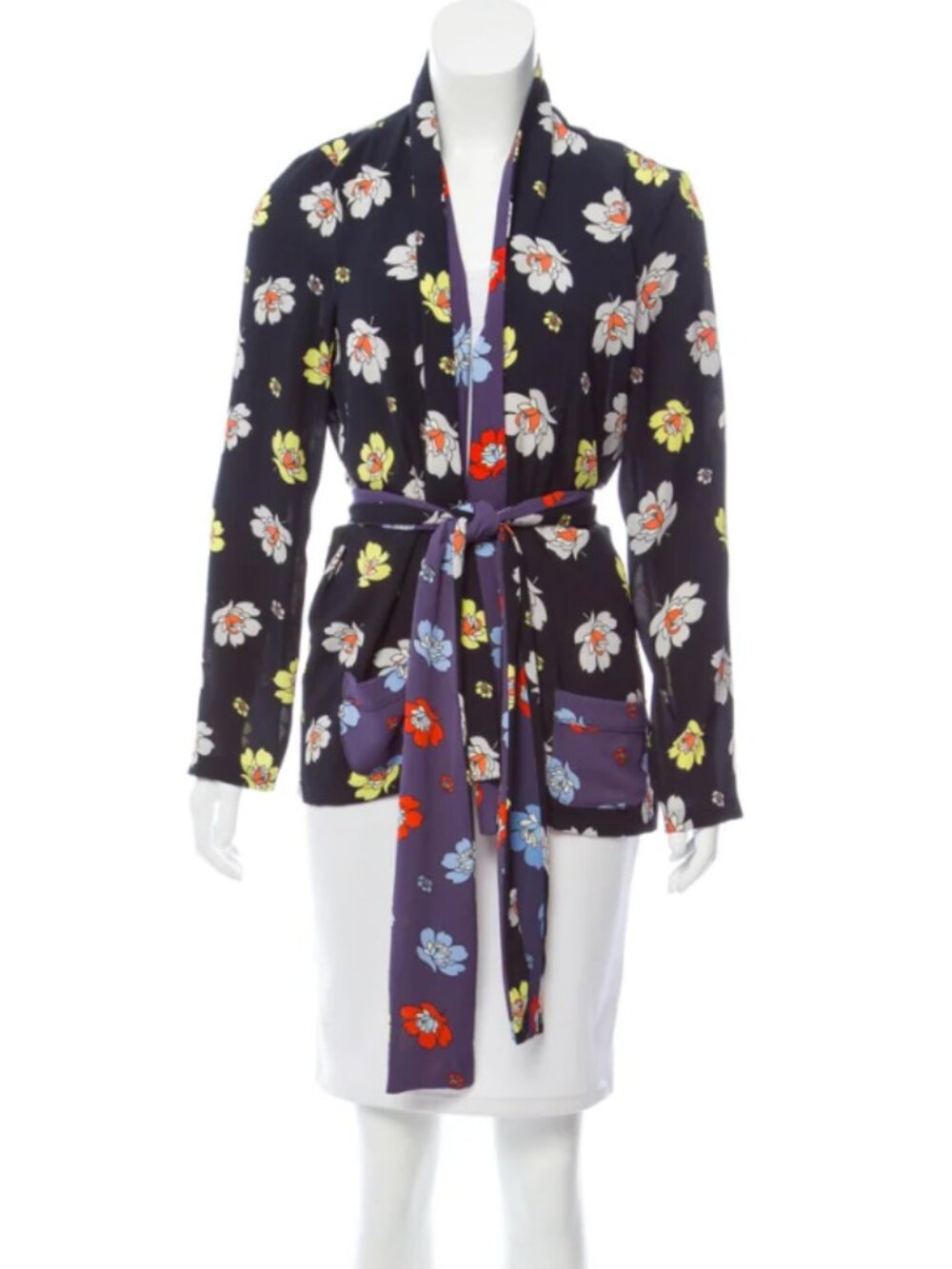 Warm Black Floral Top With Tie